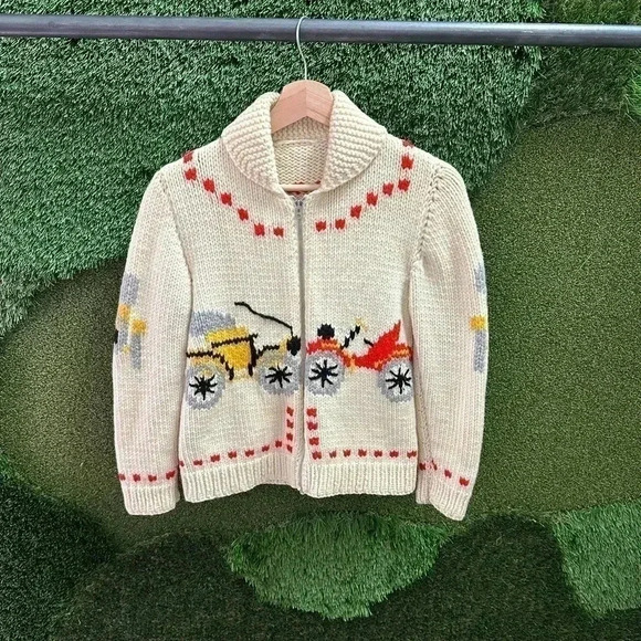 Vintage 1970s Wagon  Cowichan Sweater Small - Picture 1 of 9